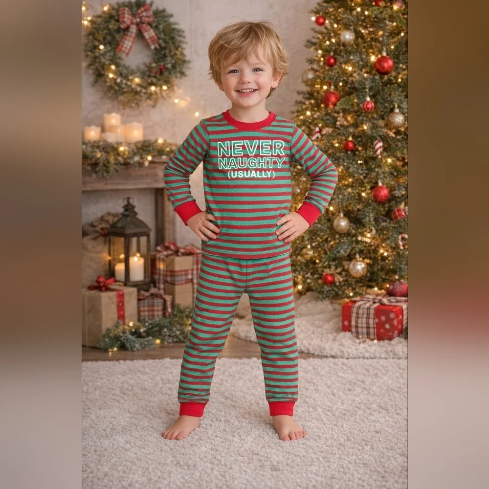 Carter's 3T Christmas Striped Pajama Sleepwear Outfit